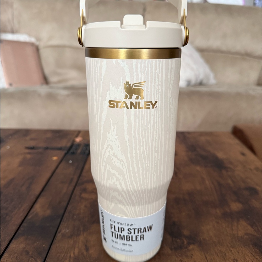 Stanley Cream and Gold Tumbler with Flip Straw